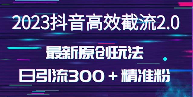 日引300+创业粉,独家抖音高效截流2.0玩法(价值1280)